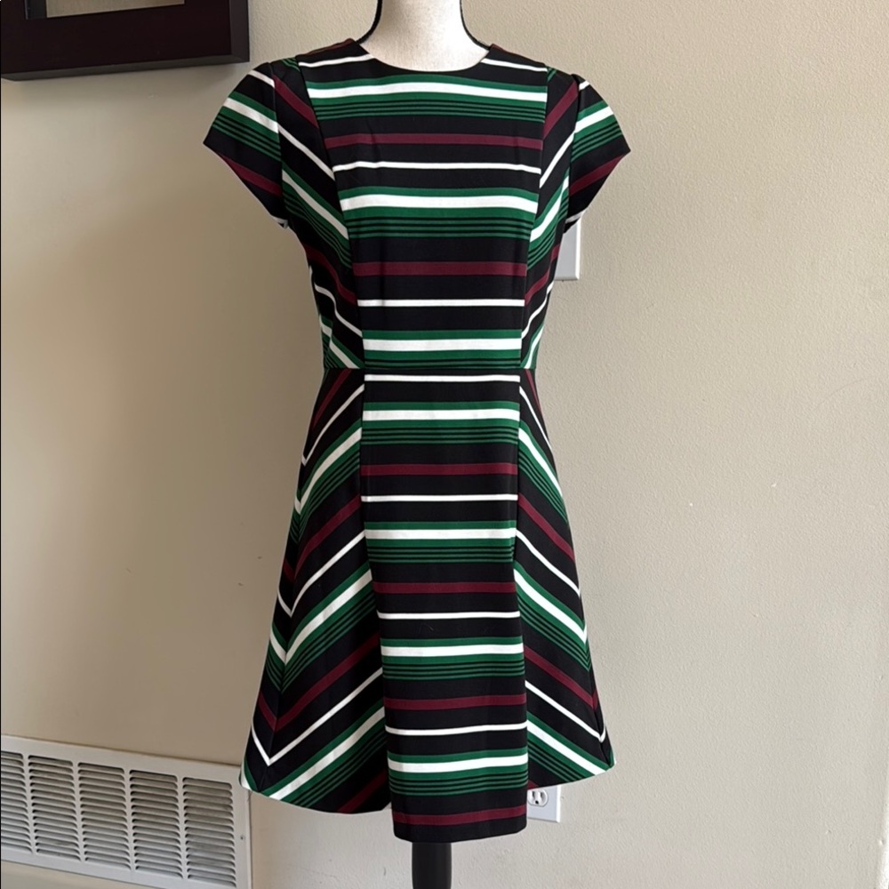Striped Black and Green Dress